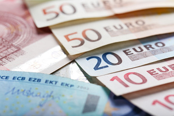 Set of different euro banknotes, background