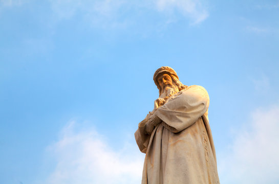 Leonardo Da Vinci statue in Milan, Italy