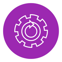 Gear wheel with arrow line icon.
