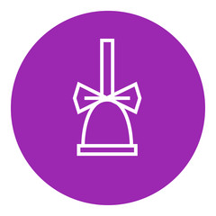 School bell with ribbon line icon.