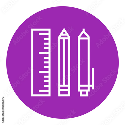 Download "School supplies line icon." Stock image and royalty-free ...