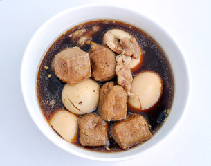 thai food khai phalo egg stewed with meat and tofu in soy sauce 15