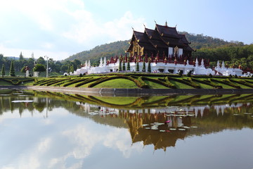 Fototapeta premium The Royal Pavilion (Ho Kham Luang) in Royal Park Rajapruek in Chiang Mai at Thailand