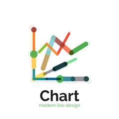 Thin line chart logo design. Graph icon modern colorful flat style
