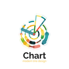 Thin line chart logo design. Graph icon modern colorful flat style