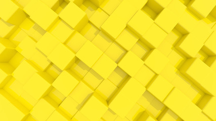 3d rendered abstract background with random yellow cubes.