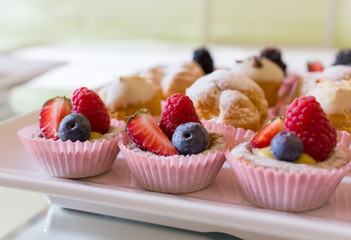 Sweet cakes with berries