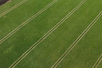 aerial view of  over the  harvest fields