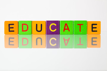 Educate - an inscription from children's  blocks