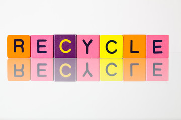 Recycle - an inscription from children's blocks