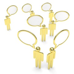 people with talk bubbles isolated over a white background. 3d rendering.