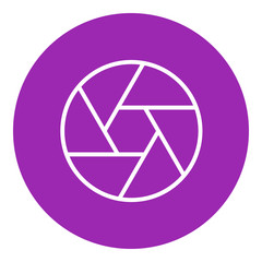 Camera shutter line icon.