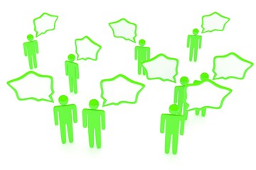 people with talk bubbles isolated over a white background. 3d rendering.