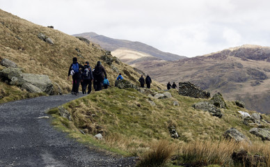 Winding path to Mount Snowdon, wales, United Kingdom