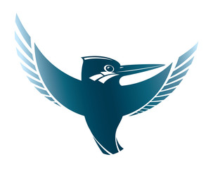 Little bird flying silhouette of kingfisher blue - obrazy, fototapety, plakaty