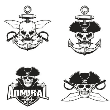 Set of pirate skulls