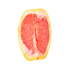 Slice section of grapefruit isolated over the white background