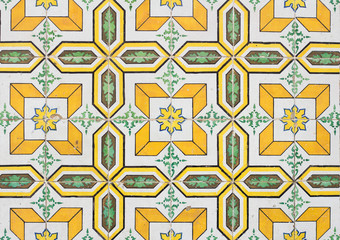 yellow portugal tiles closeup