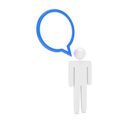 3d man with talk bubbles isolated over a white background. 3d rendering.