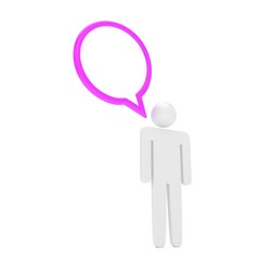 3d man with talk bubbles isolated over a white background. 3d rendering.