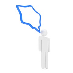 3d man with talk bubbles isolated over a white background. 3d rendering.