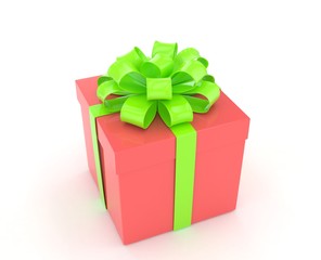 gift box with bows isolated on white. 3d rendering.