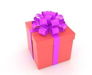 gift box with bows isolated on white. 3d rendering.