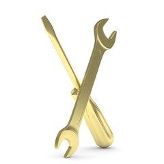 3D Illustration Wrench and screwdriver, service concept