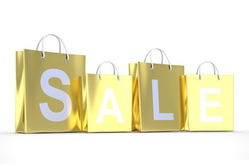 sale written on shopping bag. 3d rendering.