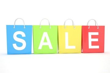sale written on shopping bag. 3d rendering.