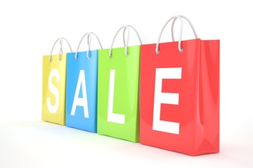 sale written on shopping bag. 3d rendering.