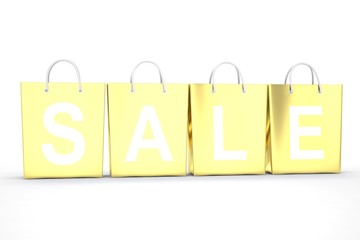 sale written on shopping bag. 3d rendering.