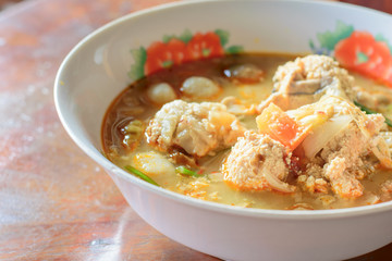 Spicy fish eggs soup