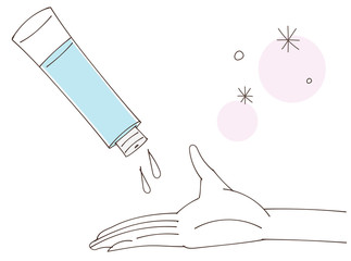 化粧水と手のイラスト