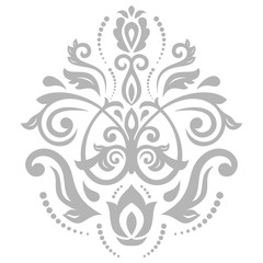 Oriental gray pattern with arabesques and floral elements. Traditional classic ornament