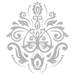 Oriental gray pattern with arabesques and floral elements. Traditional classic ornament