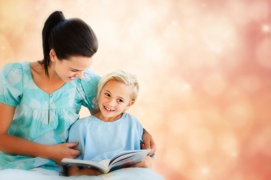 Composite Image Of Girl On A Hospital Bed Reading 