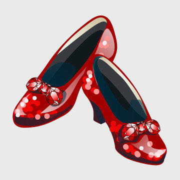 Red shoes with bow made from rubies Stock Vector | Adobe Stock