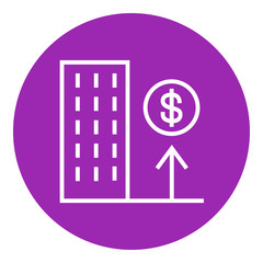 Growth of real estate market line icon.