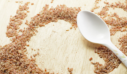 Black rice and spoon