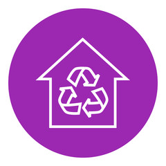 Obraz premium House with recycling symbol line icon.