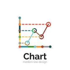 Thin line chart logo design. Graph icon modern colorful flat style