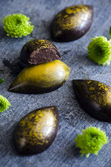 Chocolate candy with passion fruit 