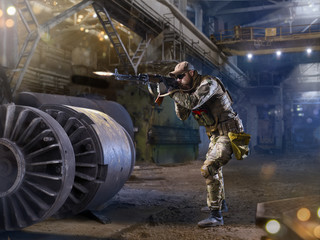 Spesial forces soldier  attaks the enemy