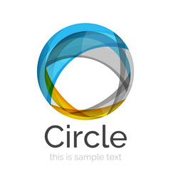 Circle logo. Transparent overlapping swirl shapes. Modern clean business icon