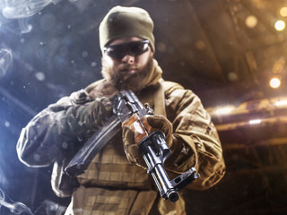 Spesial forces soldier attack the enemy