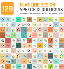 Set of line design speech bubbles, technology modern communication logo collection