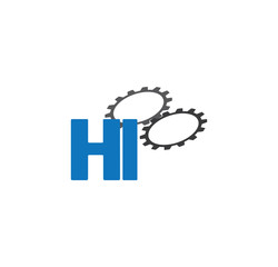 hi alphabet with 2 gears