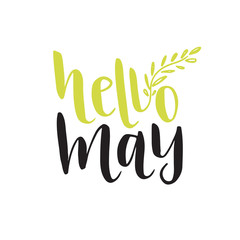 Hand vector lettering. Hello May. Vector social media blog icon
