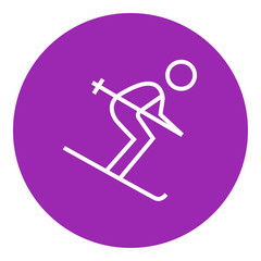 Downhill skiing line icon.